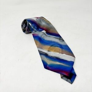 ROBERT DASKAL Men’s Blue Multit Luxury Silk Tie Made in the USA ALBERT JOINER